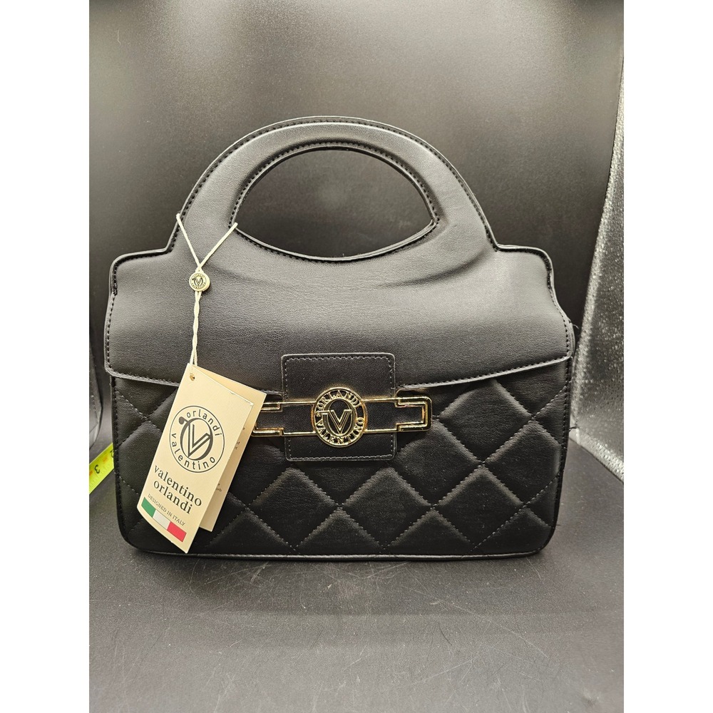 Valentino Orlandi Black Quilted Handbag Italian Design NWT V-2002